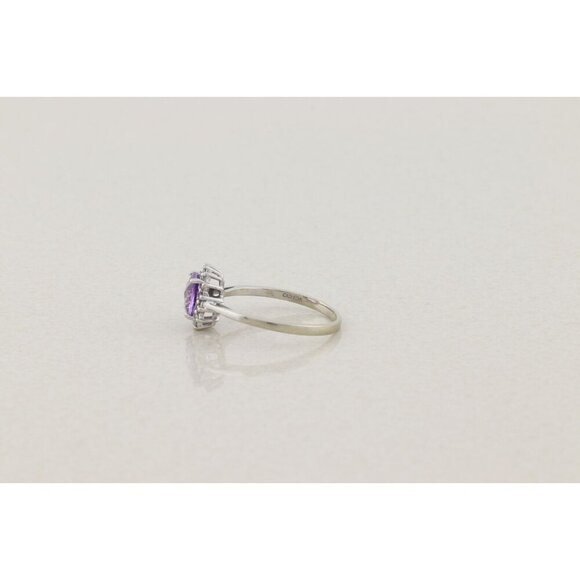 10k White Gold Natural Amethyst and Diamond Ring Size 9 - Picture 7 of 8